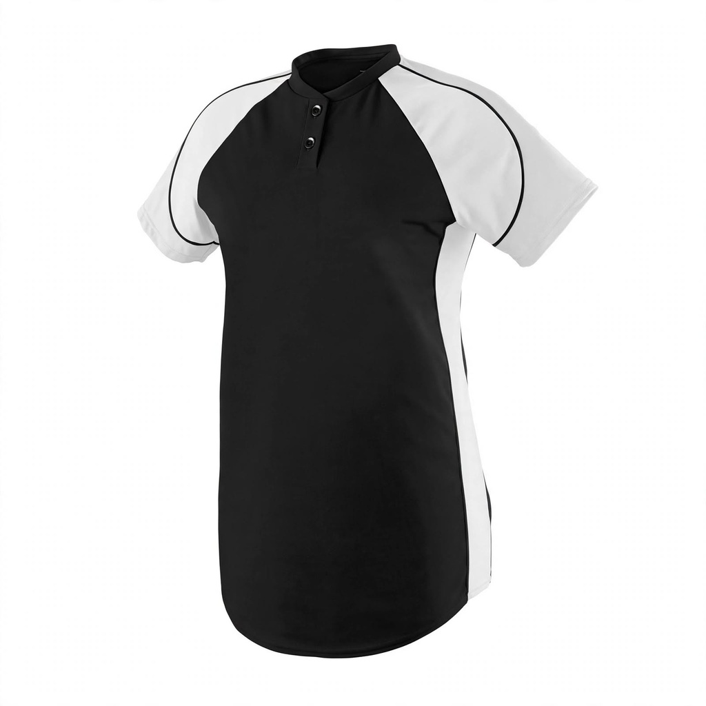 Women's 2-Button Henley Baseball Jersey in Black / White