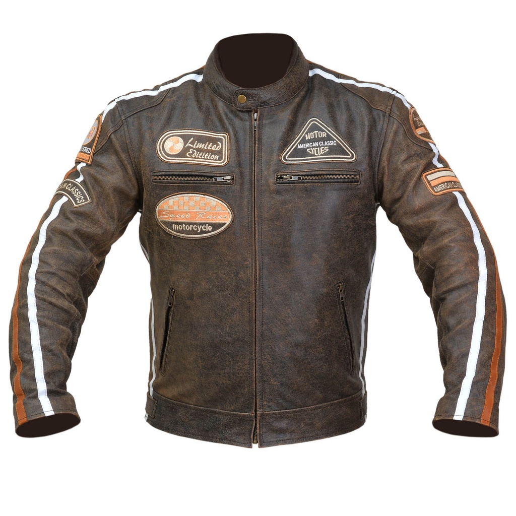 [LJ-20082] Motorbike Faux Leather Jacket LJ-20082