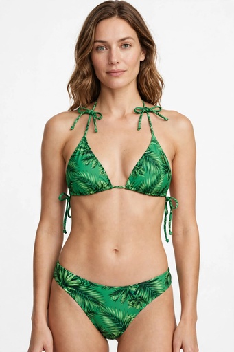 Tropical Print Triangle Bikini GREEN - Green Palm Leaf Bikini Set | Furrln